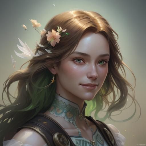 A portrait of a young, beautiful girl with a radiant smile. ...