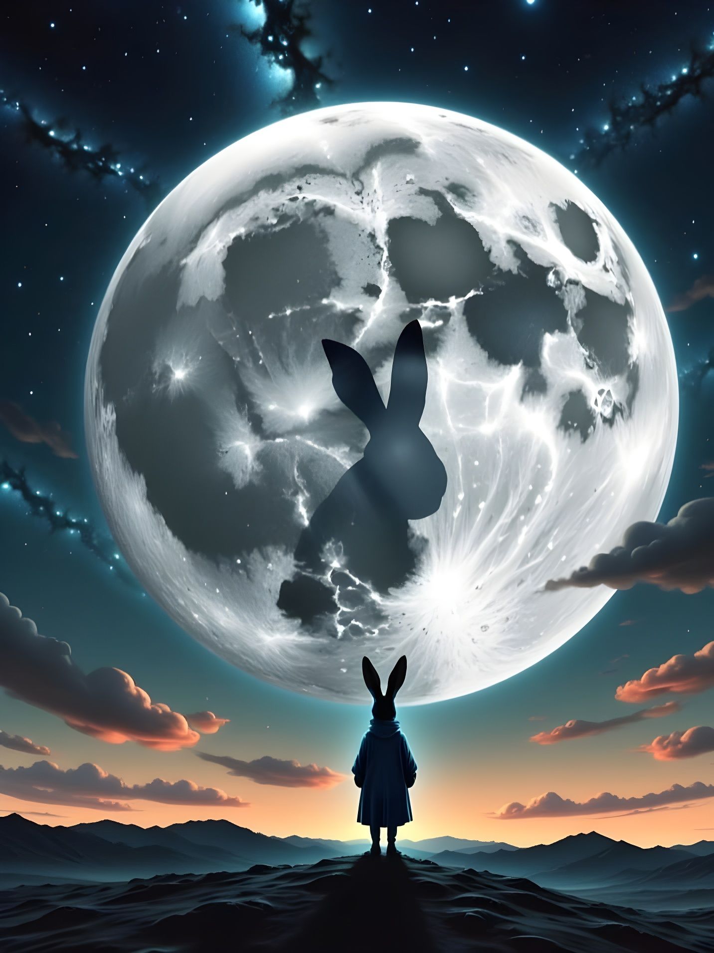 Moon Rabbit Tsuki no Usagi shadows and silhouettes  by @Gary Murakami