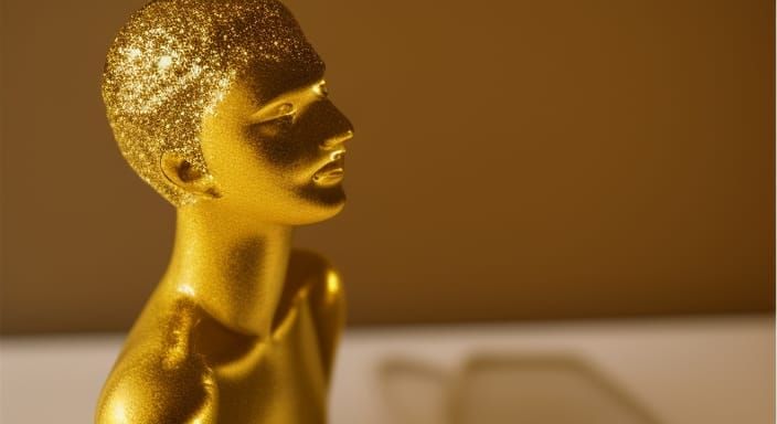 Venus sculpture  covered gold glitter