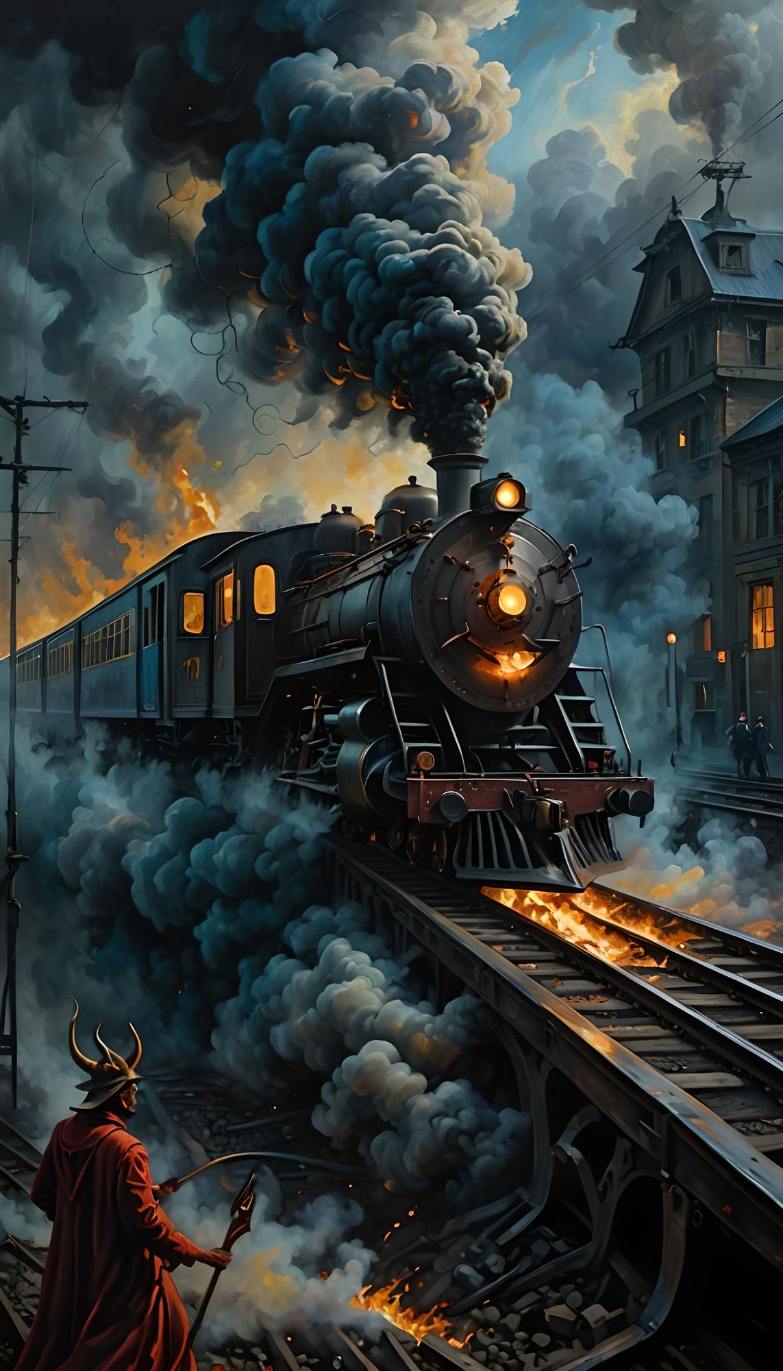 train running from the devil