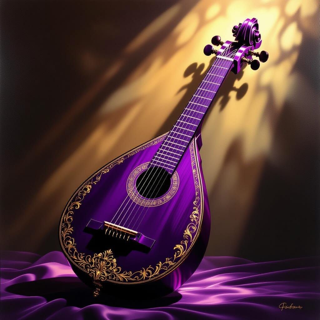 Opulent Purple Lute in Baroque Style