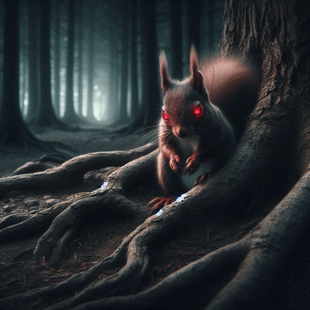 Evil Squirrel, not exactly looking for a nut...