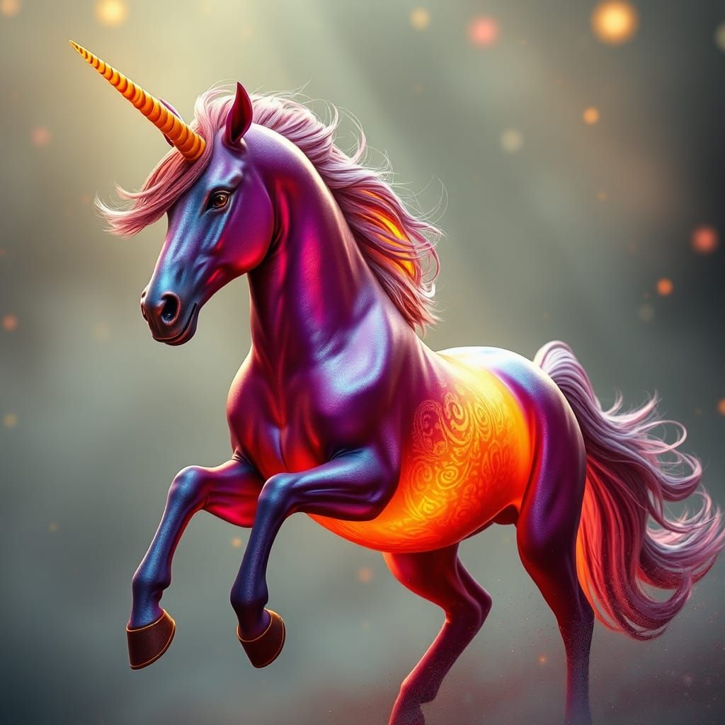 Majestic Galloping Unicorn with Radiant Horn