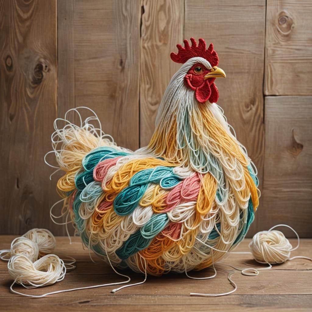 Chicken made of yarn strings  by @Jessica Nicole