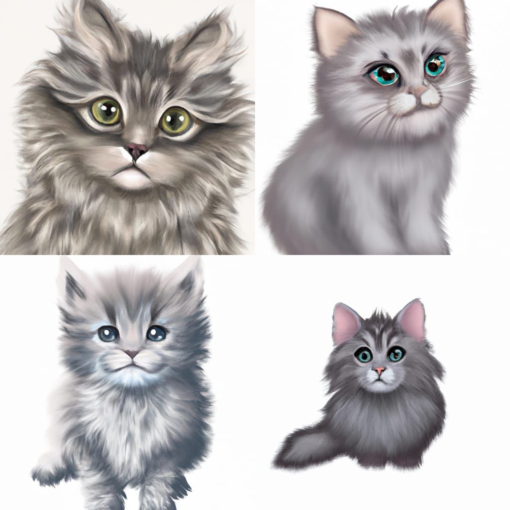 cute grey kitty cats - AI Generated Artwork - NightCafe Creator