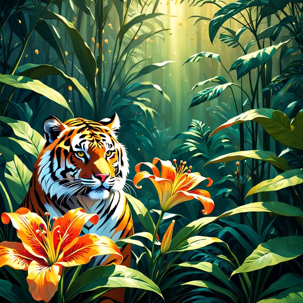 Ethereal Tiger-Lily in Tropical Paradise
