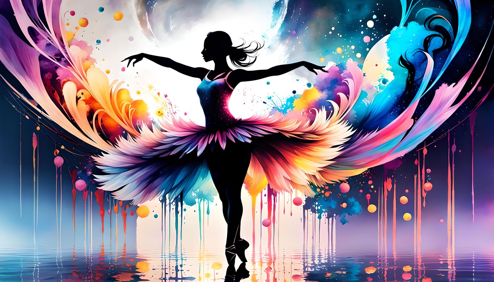 Color splash ballerina - AI Generated Artwork - NightCafe Creator