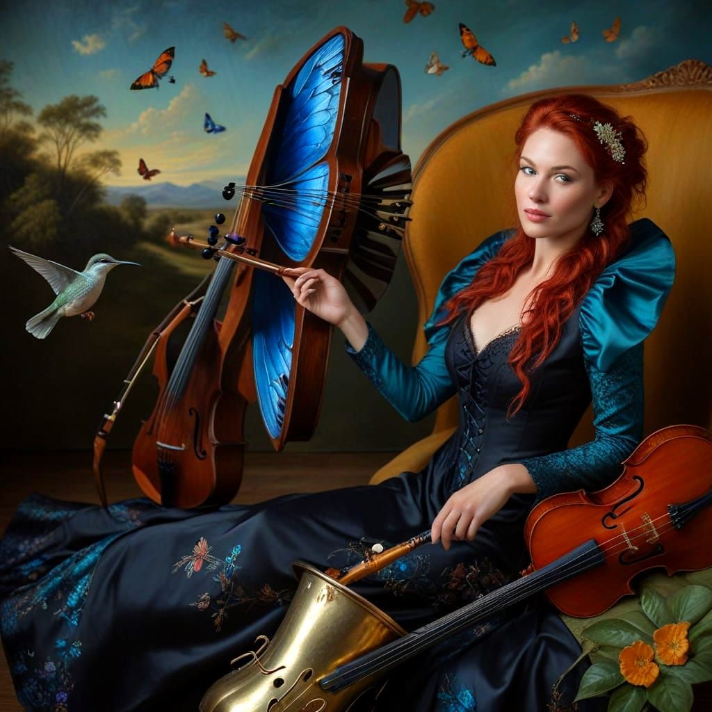 Surrealistic Portrait of a Charismatic Lady in Extravagant A...