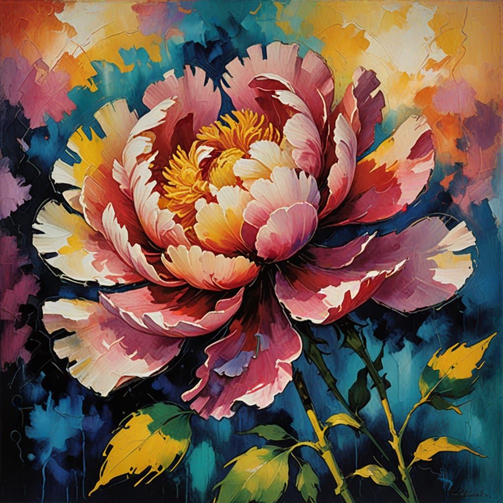 delicate peony blossom, by Emil Nolde, Mark Rothko and Anselm Kiefer