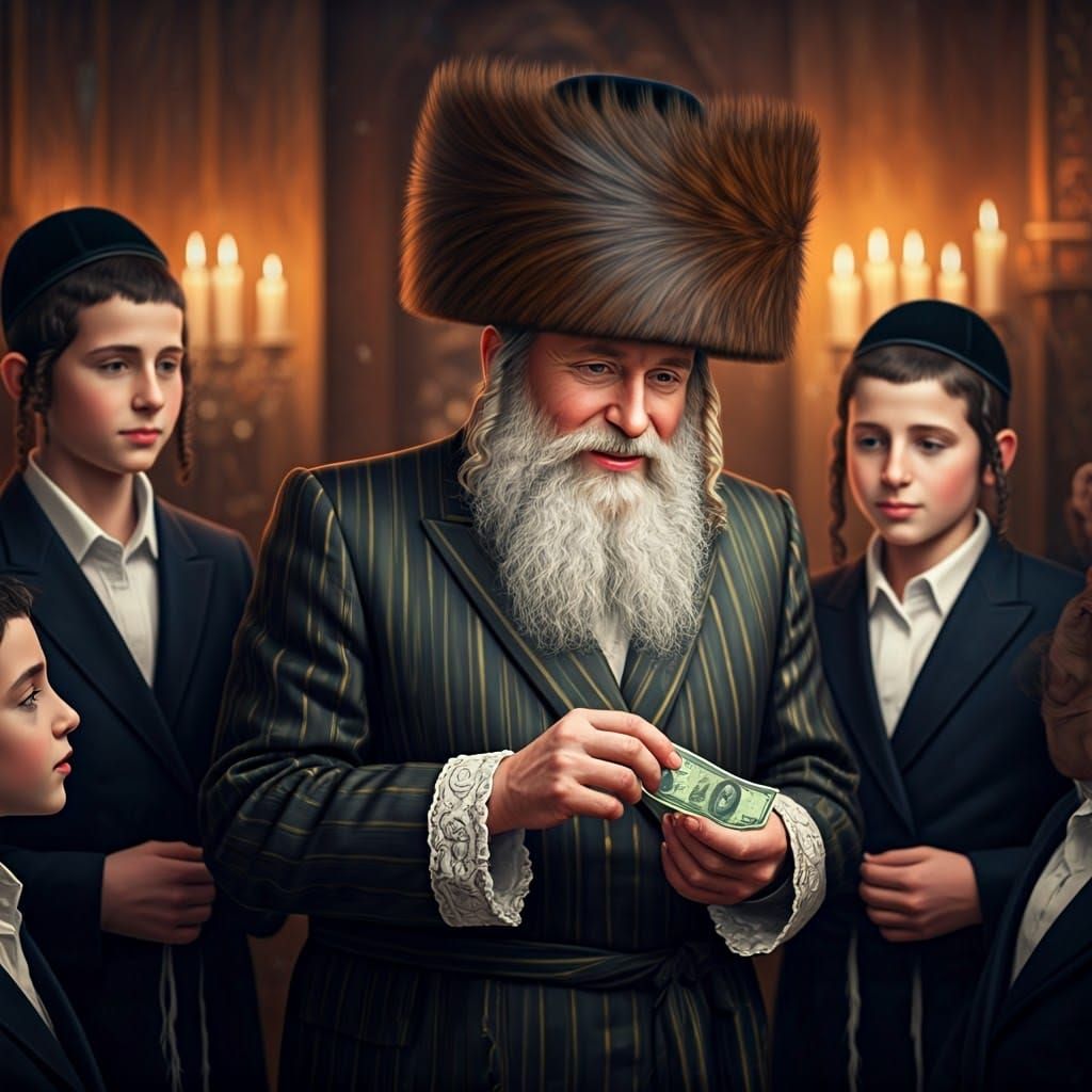 Joyful Jewish Man in Ornate Gold Attire