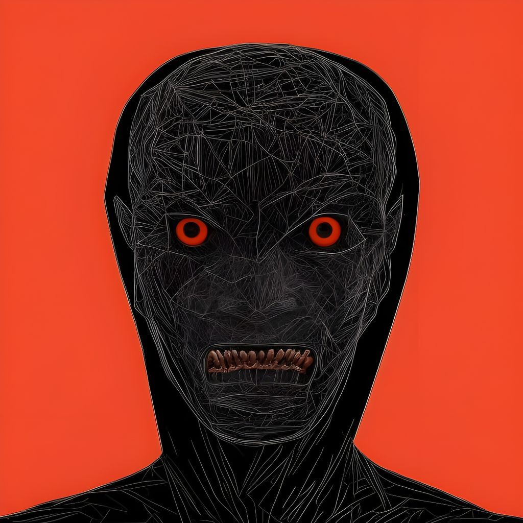 Creepy Vantablack Demon Portrait in Minimalist Style