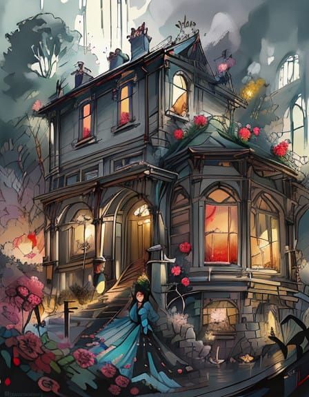 Elegant Victorian Mansion in Vibrant Bloom