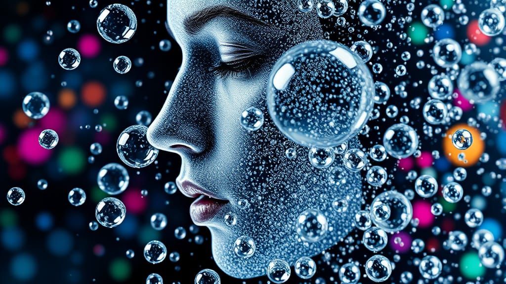 pointillism bubbles silver and white   by @keith