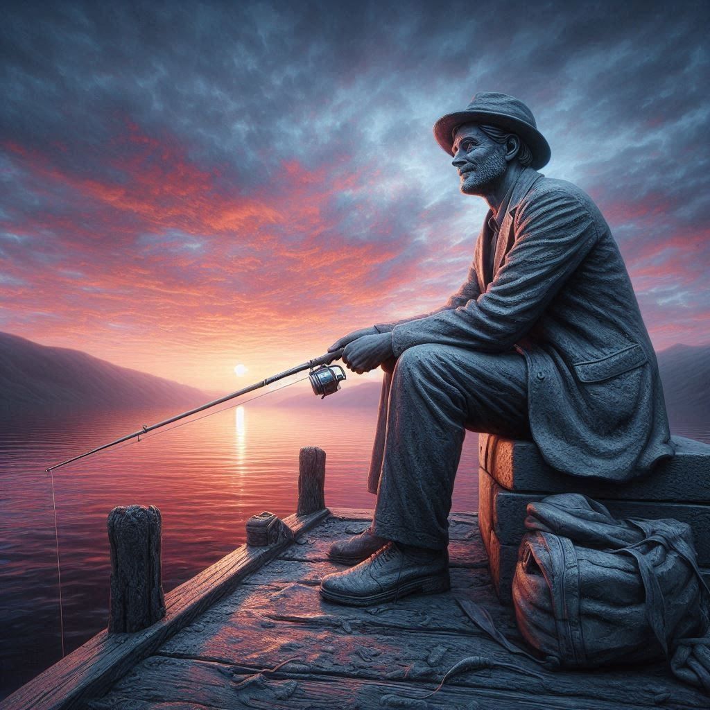 fishing statue