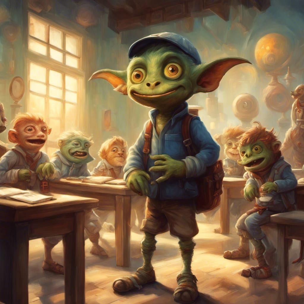 Gobi Goblin first day at school  by @Petra