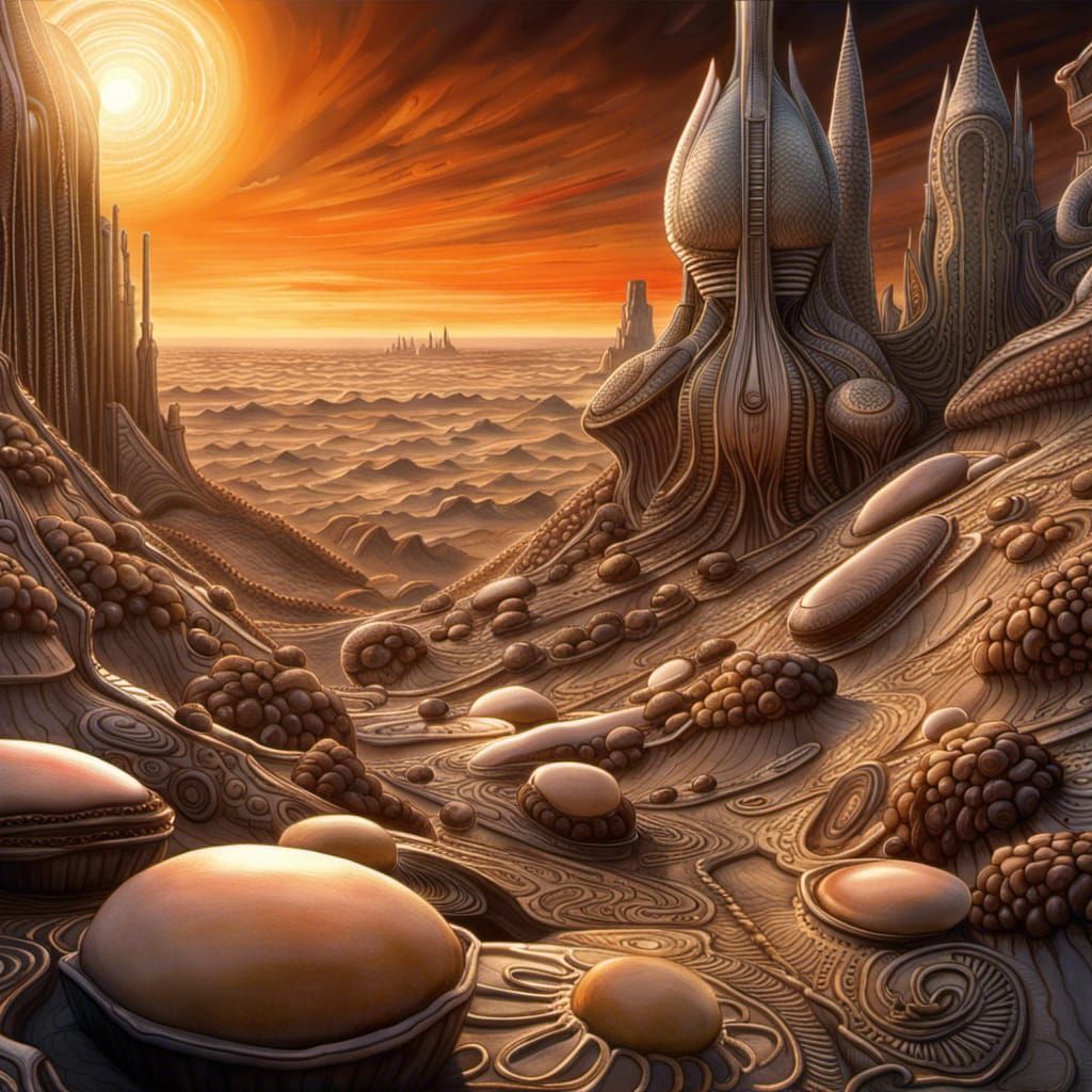 Alien Dessert Sunset - AI Generated Artwork - NightCafe Creator