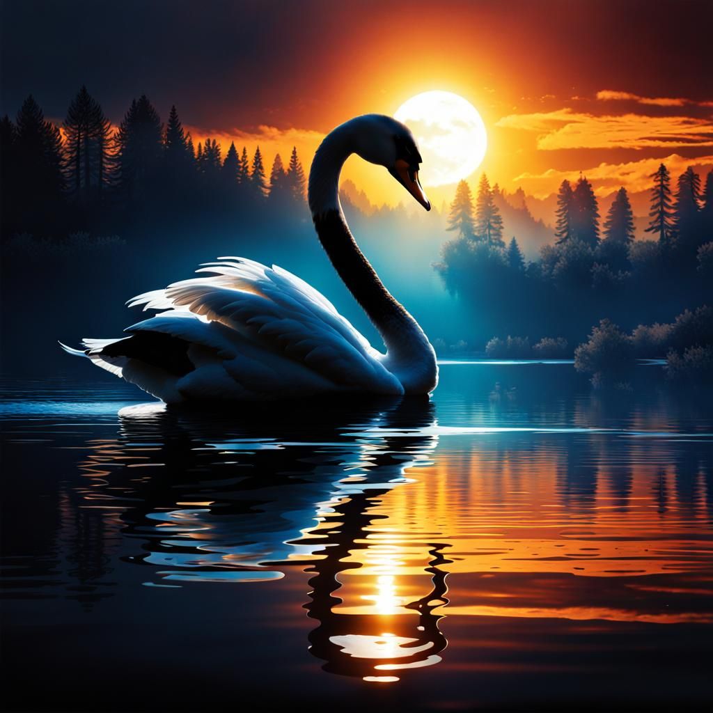 Swan Silhouette   by @NomALlama