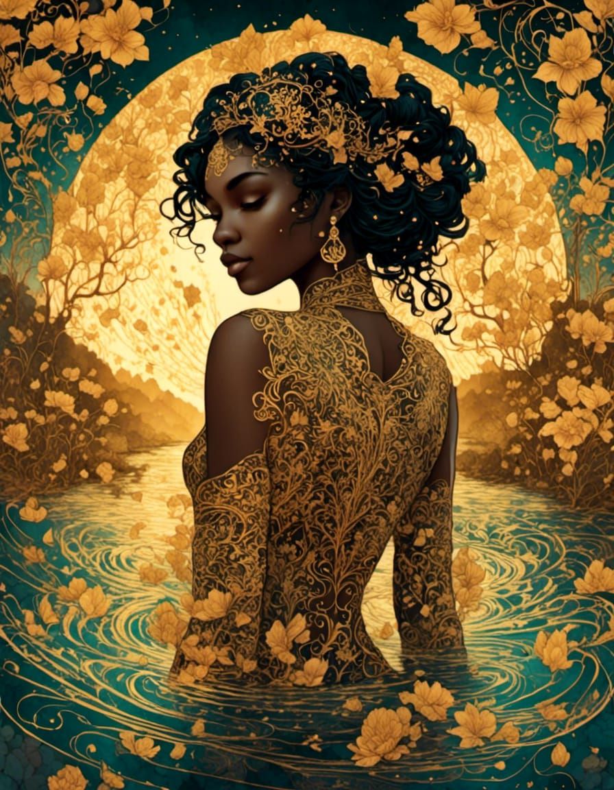 River Goddess Tarot Art Paper Doll Portrait