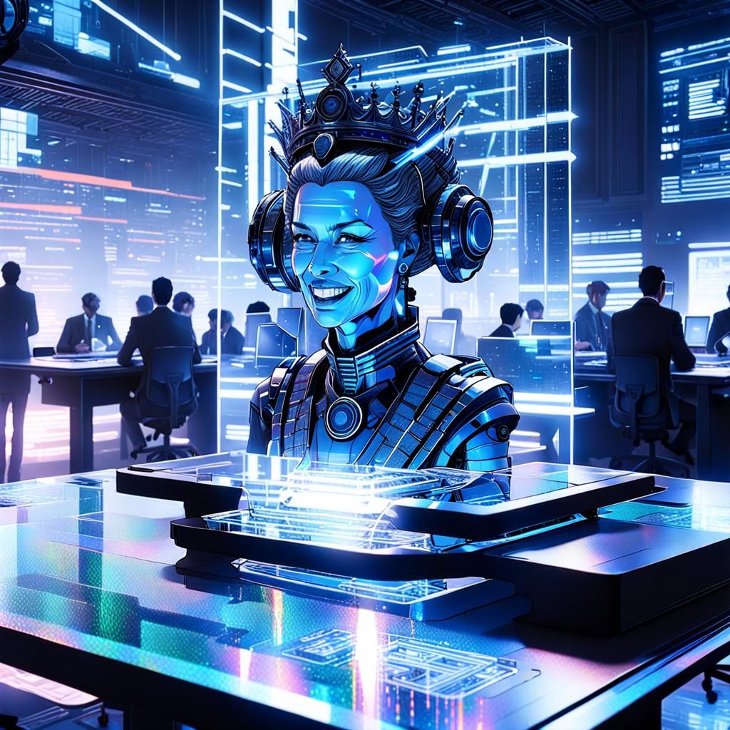 Blue light (holographic:1.3) 3d rendered (tabletop Hologram:...