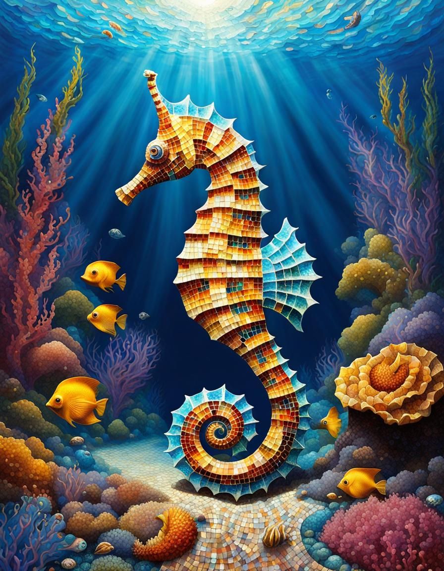 Mosaic Seahorse   by @Ghoster