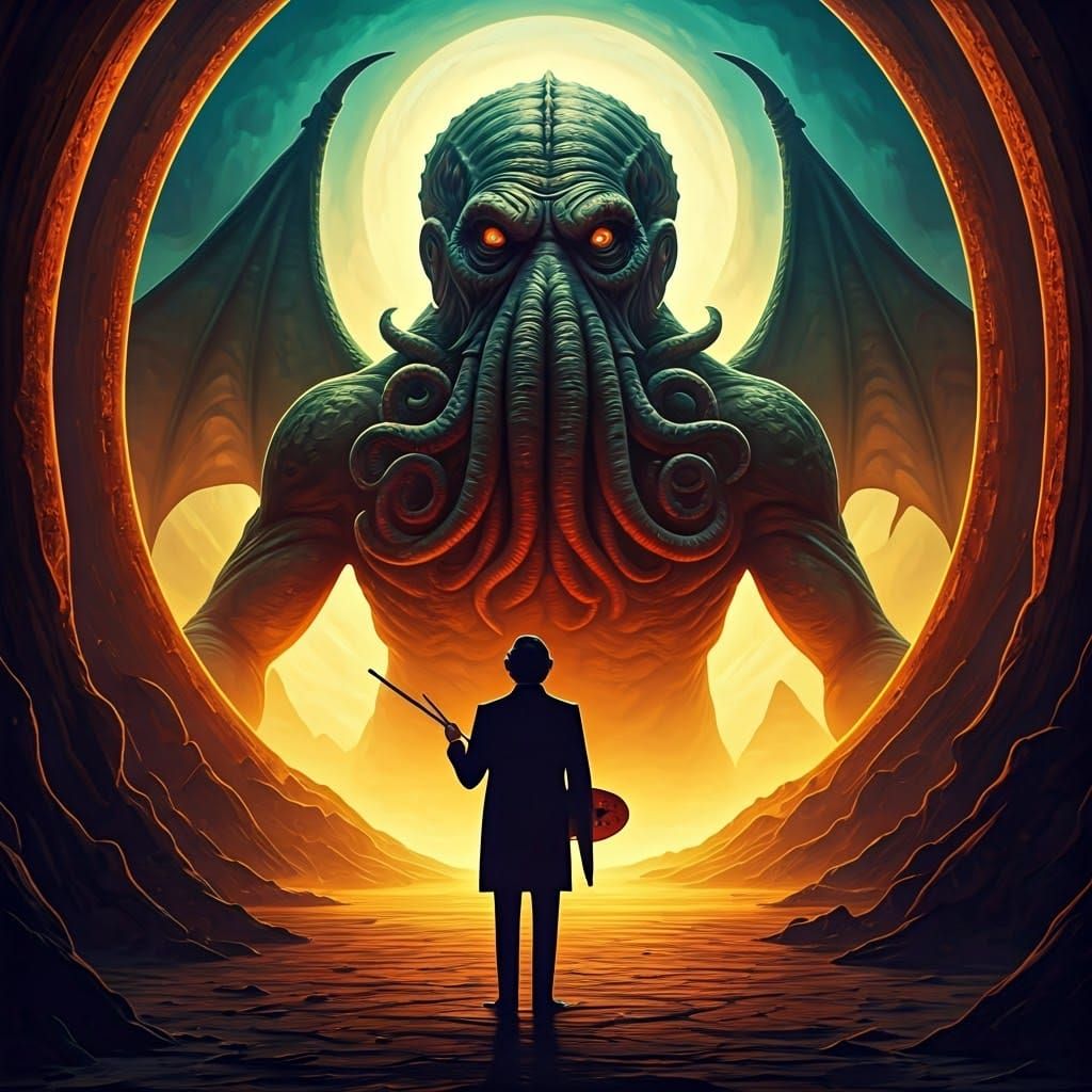 Cthulhu Rises in a Surrealist Dreamscape