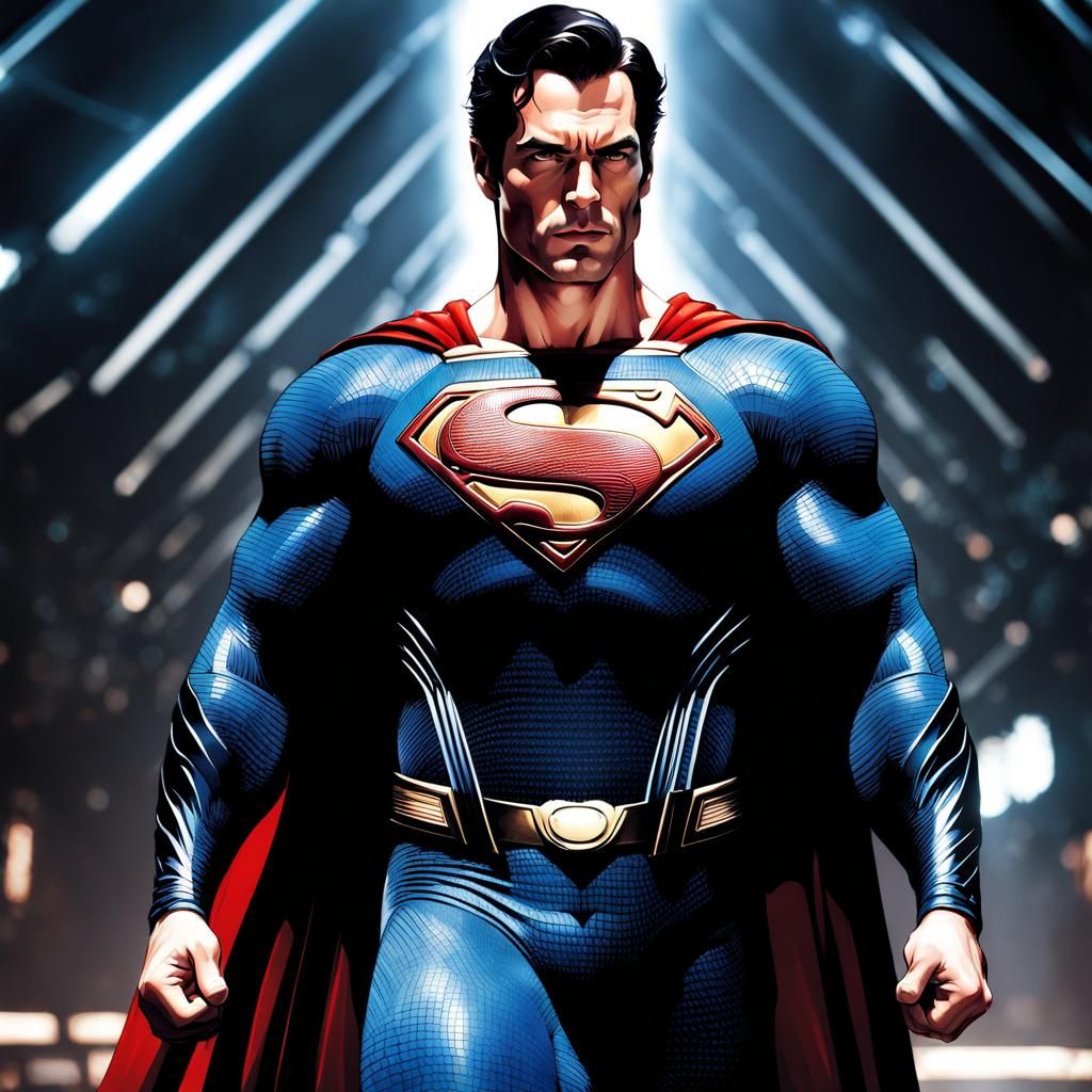 Full body male figure, {Henry Cavil: 1.7} as Superman, handsome ...