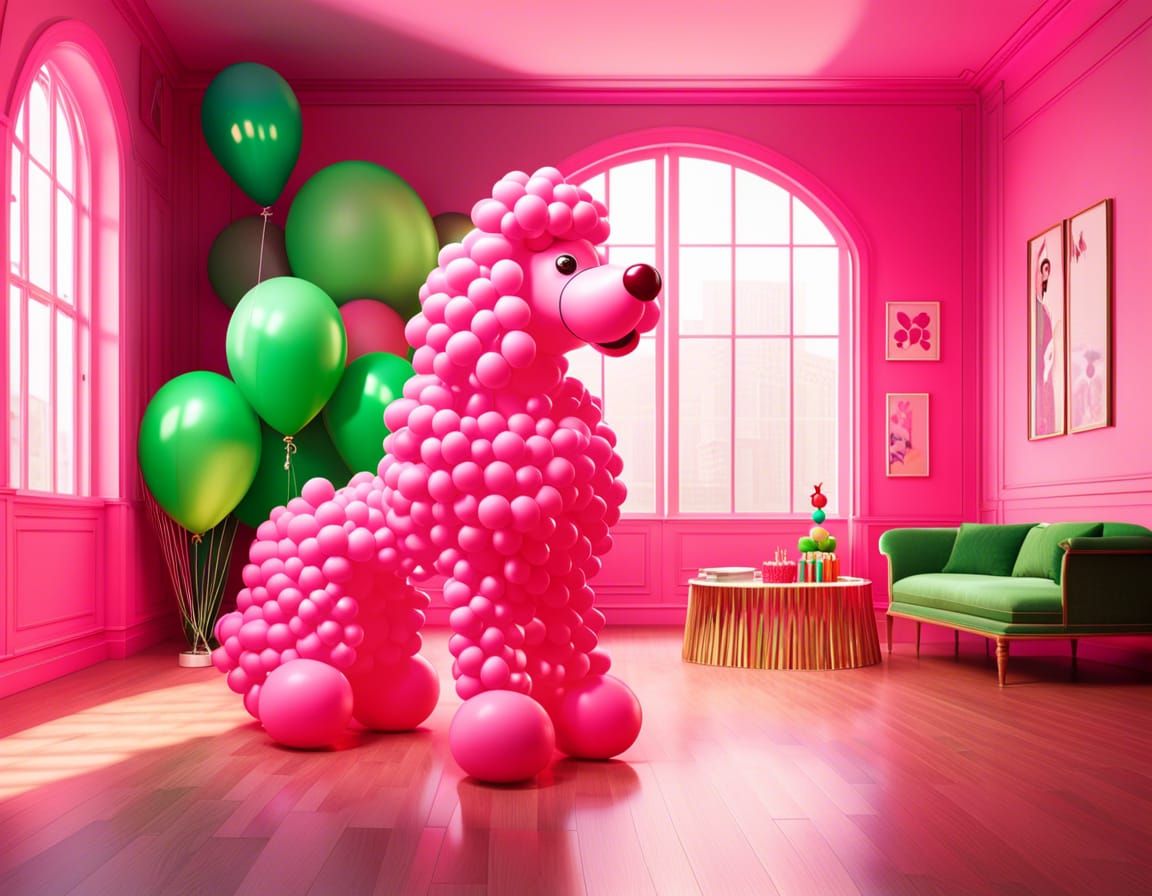 A giant balloon poodle waiting for the birthday girl  by @Angel666