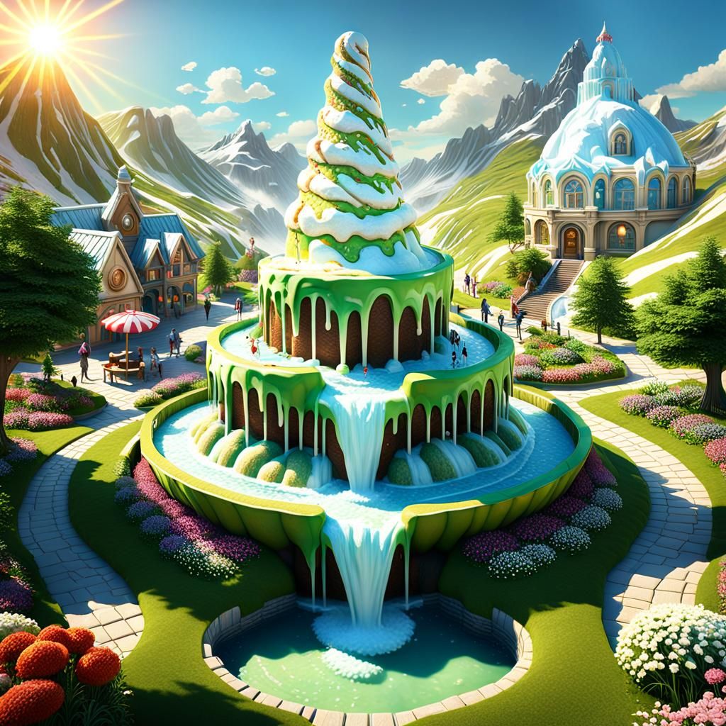 Level Checkpoint: The Ice-Cream Fountain - AI Generated Artwork ...