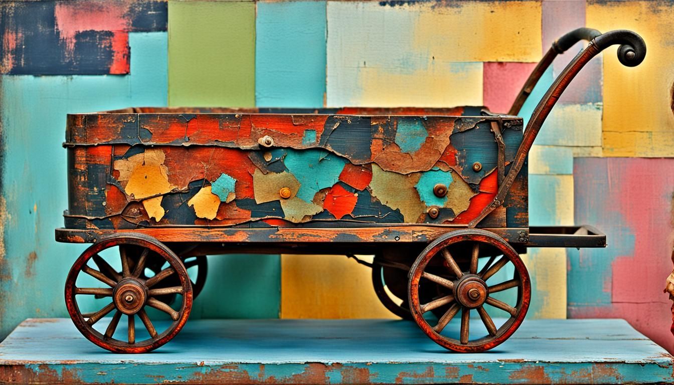 A doll cart of yesteryear abstract art complementary colors ...