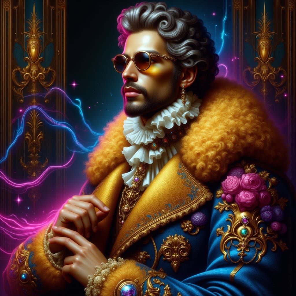 <lora:Baroquewave:1.0> masculine man in the style of Baroquewave