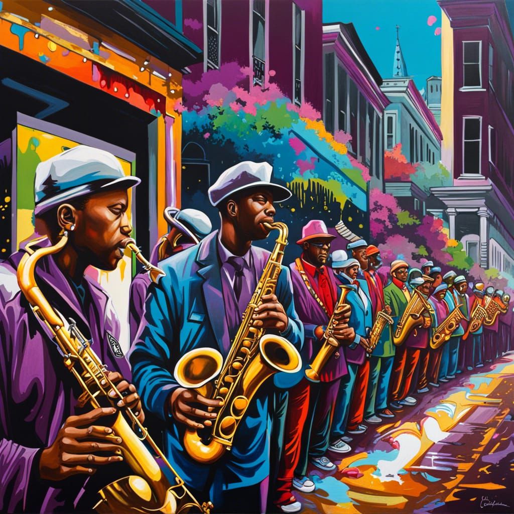 Saxophone Parade - AI Generated Artwork - NightCafe Creator