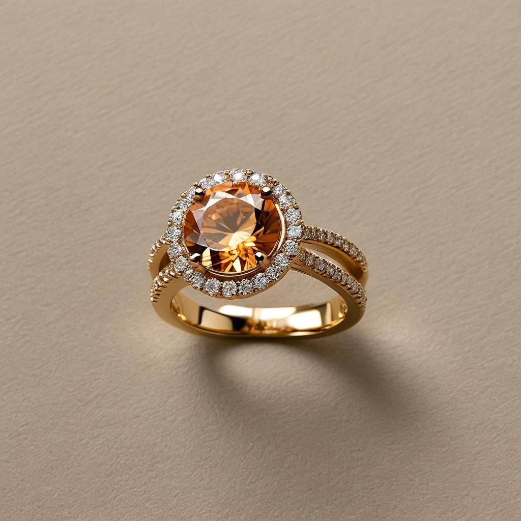 "Create an image of an elegant orange colour ring featuring ...