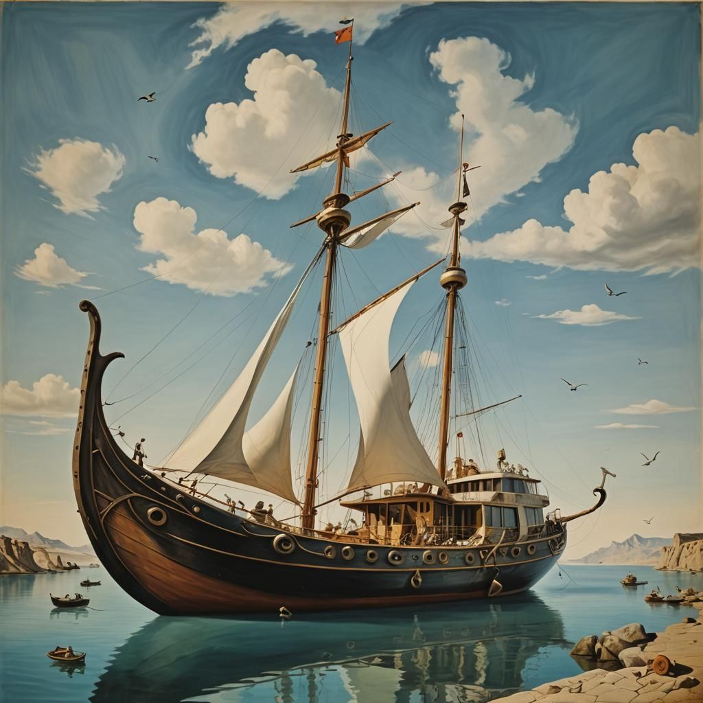 A large surreal boat designed by Salvador Dali