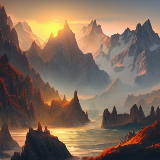 rocky mountains with a sunrise