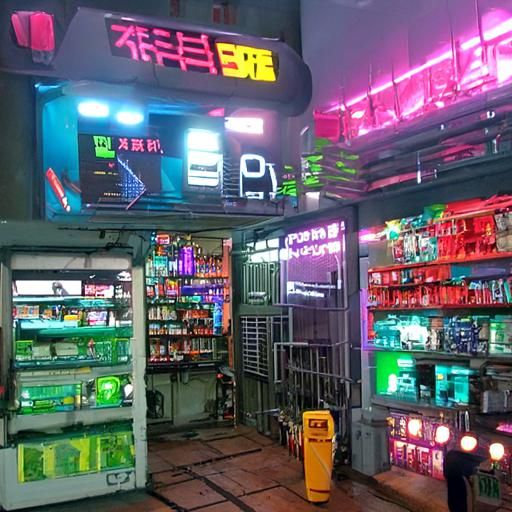 Cyberpunk convenience store - AI Generated Artwork - NightCafe Creator