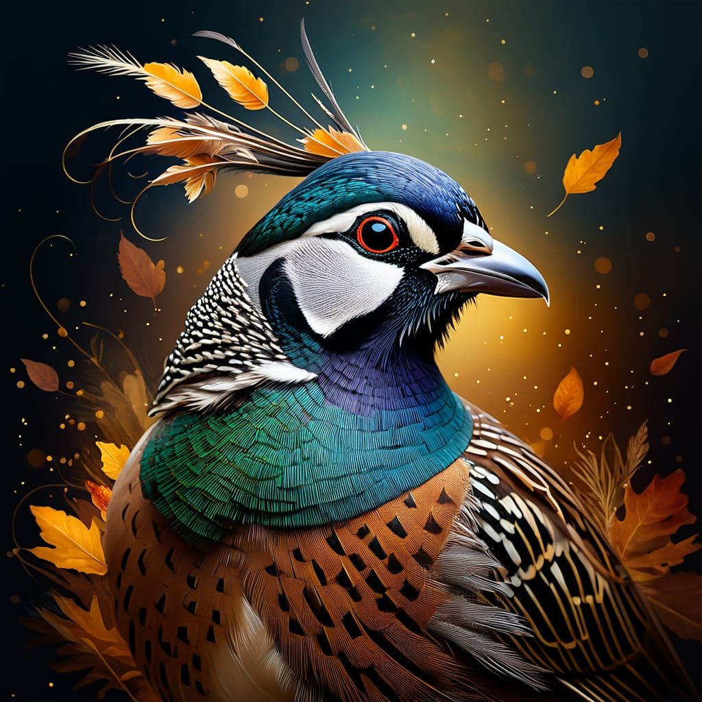 Male California Quail head quill