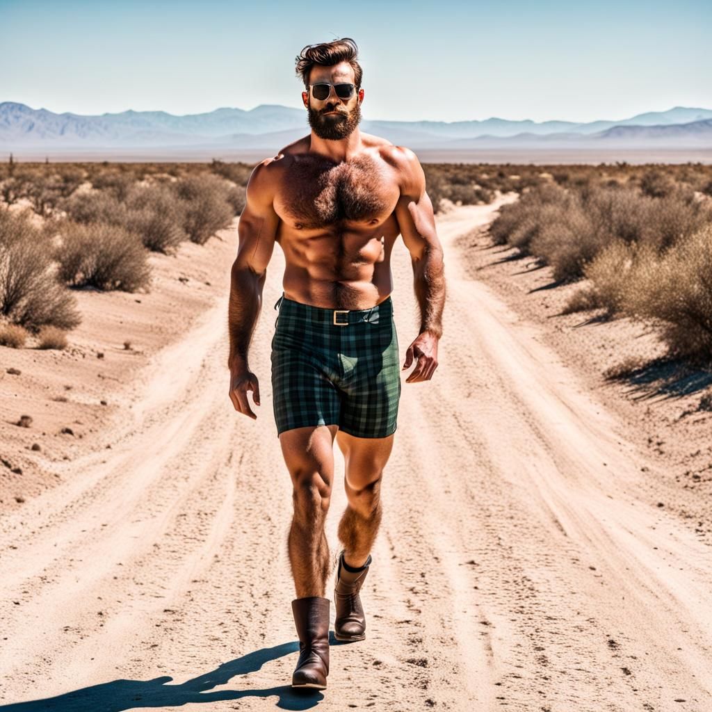 Shirtless Lumberjack in Desert, Tom of Finland Style