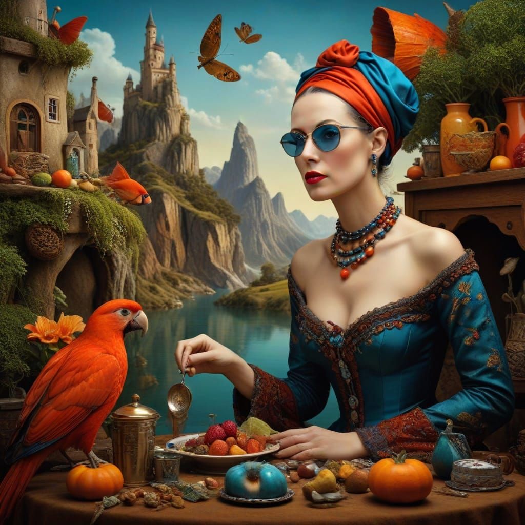 Surreal Still Life in Hyperrealistic Landscape