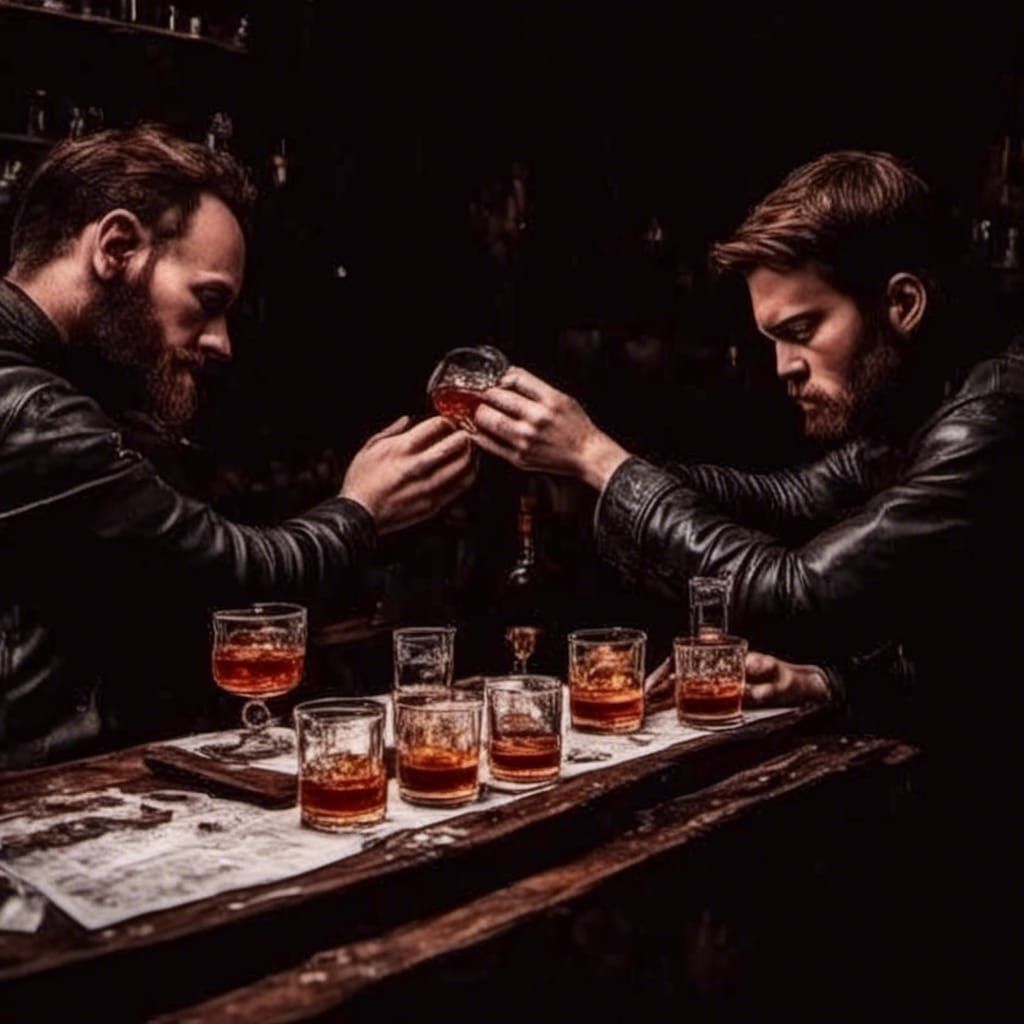 Irish lads having some whiskey King Family Whiskey <lora:Ste...