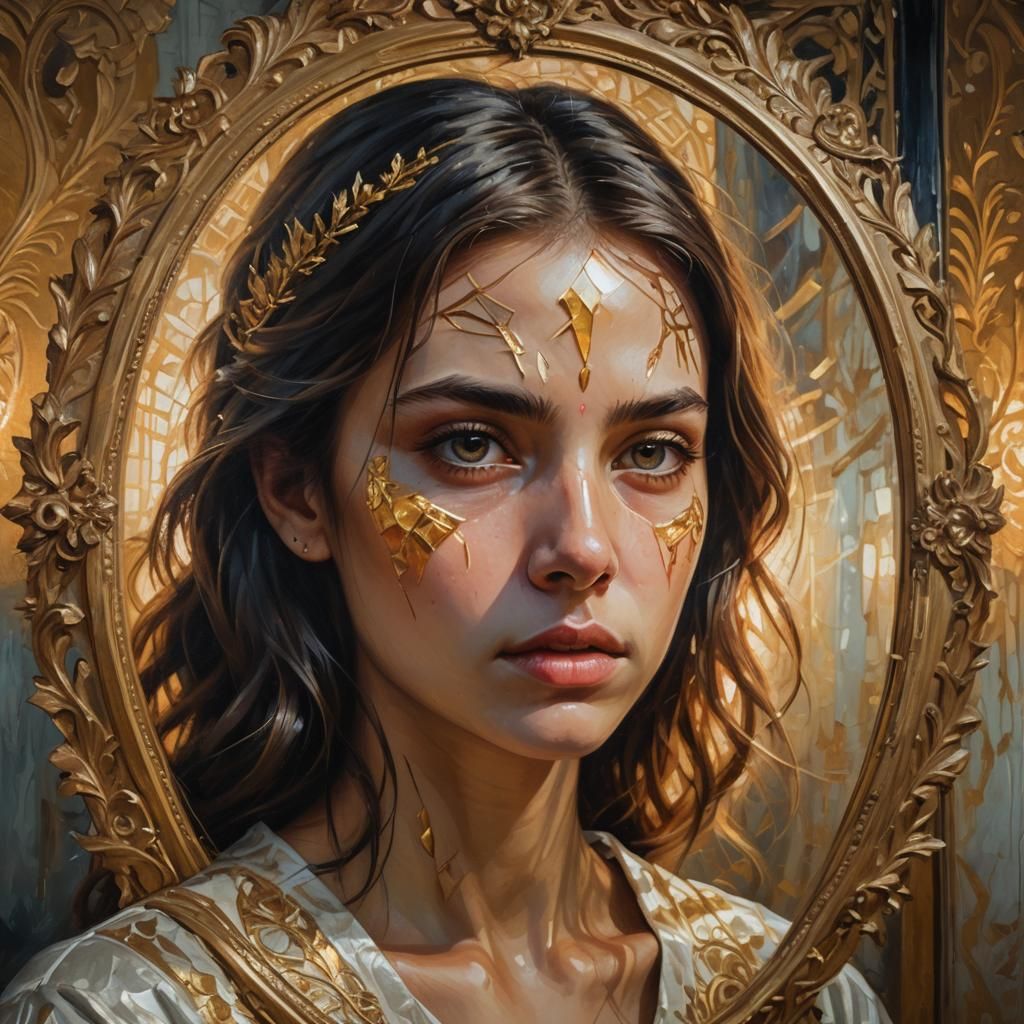 Emotional Portrait in Art Nouveau Style