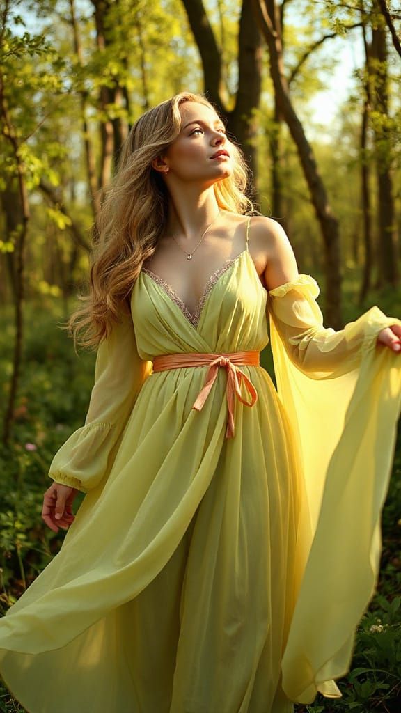 Spring Maiden in Art Nouveau Style