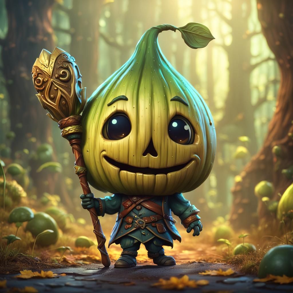 Chibi large Marrow with smiling face, walking stick
  by @Peterthegreat 