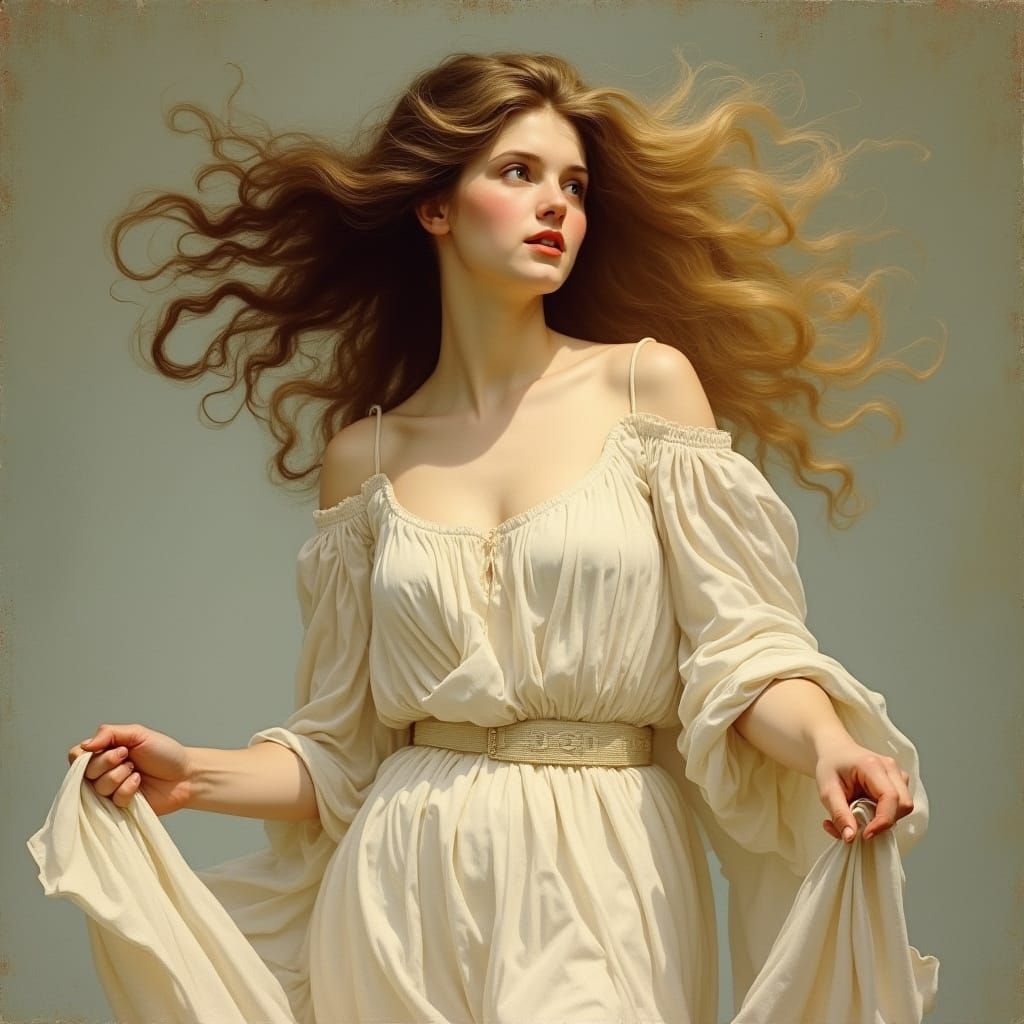 Elegant Greek Goddess in Pre-Raphaelite Style - AI Art