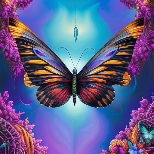 “HYPERDETAILED BACKLIT BEAUTIFUL BUTTERFLY PAINTING BY ANDRO...