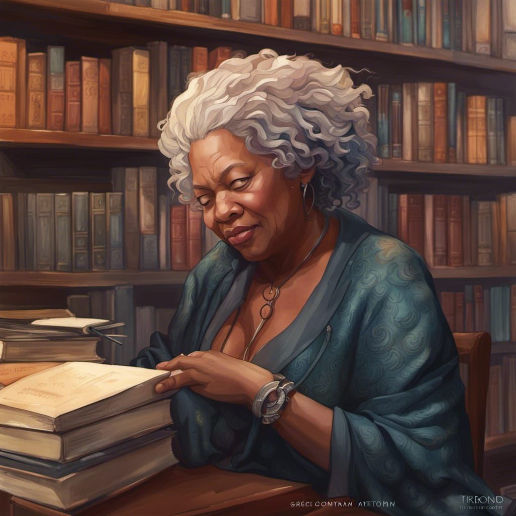 Maya Angelo's hugs Toni Morrison in Library