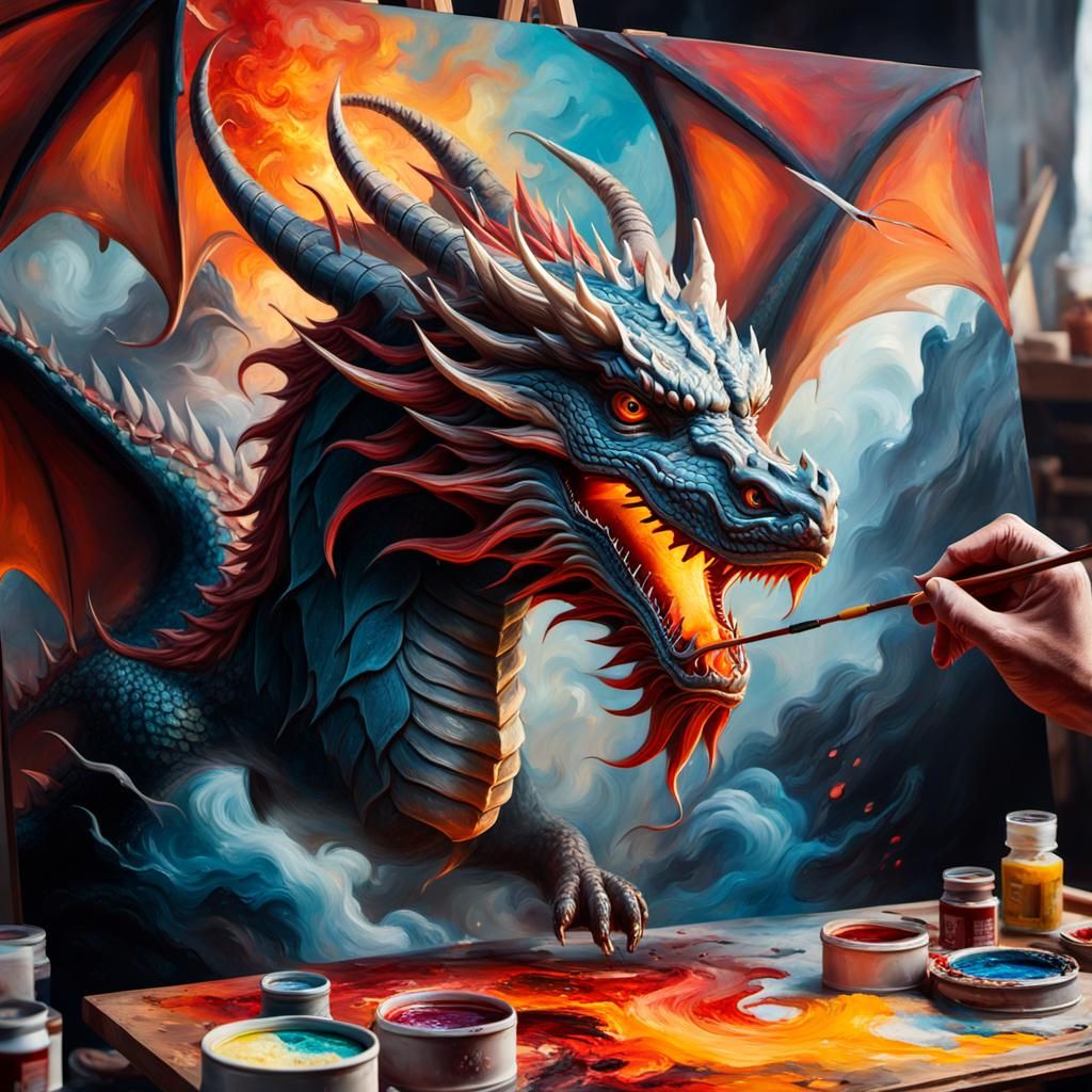 Painter's Studio: Dragon Art in Vibrant Colors