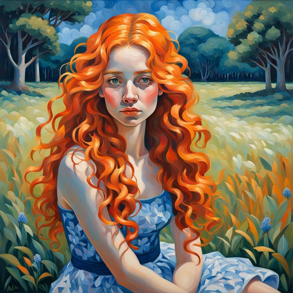 The lady with orange hair