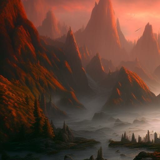 Beautiful misty mountain landscape