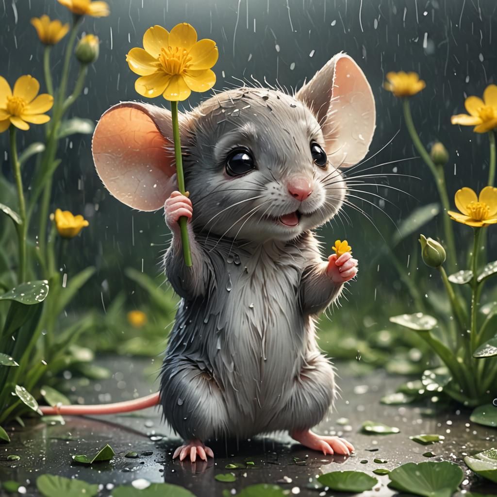 Buttercup in the rain  by @undefined