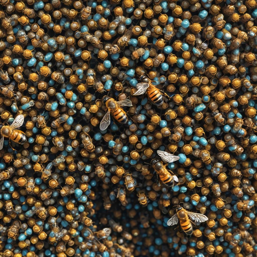 Wild Honey bee sting close look 
